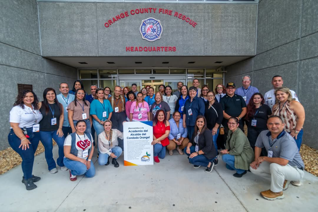 Marthaly with the Mayor's Hispanic Academy group at Orange County Fire Rescue Headquarters