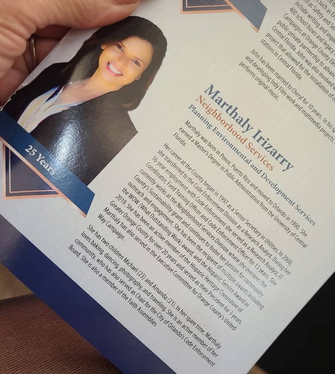 Marthaly featured for 25 years of service in Neighborhood Services