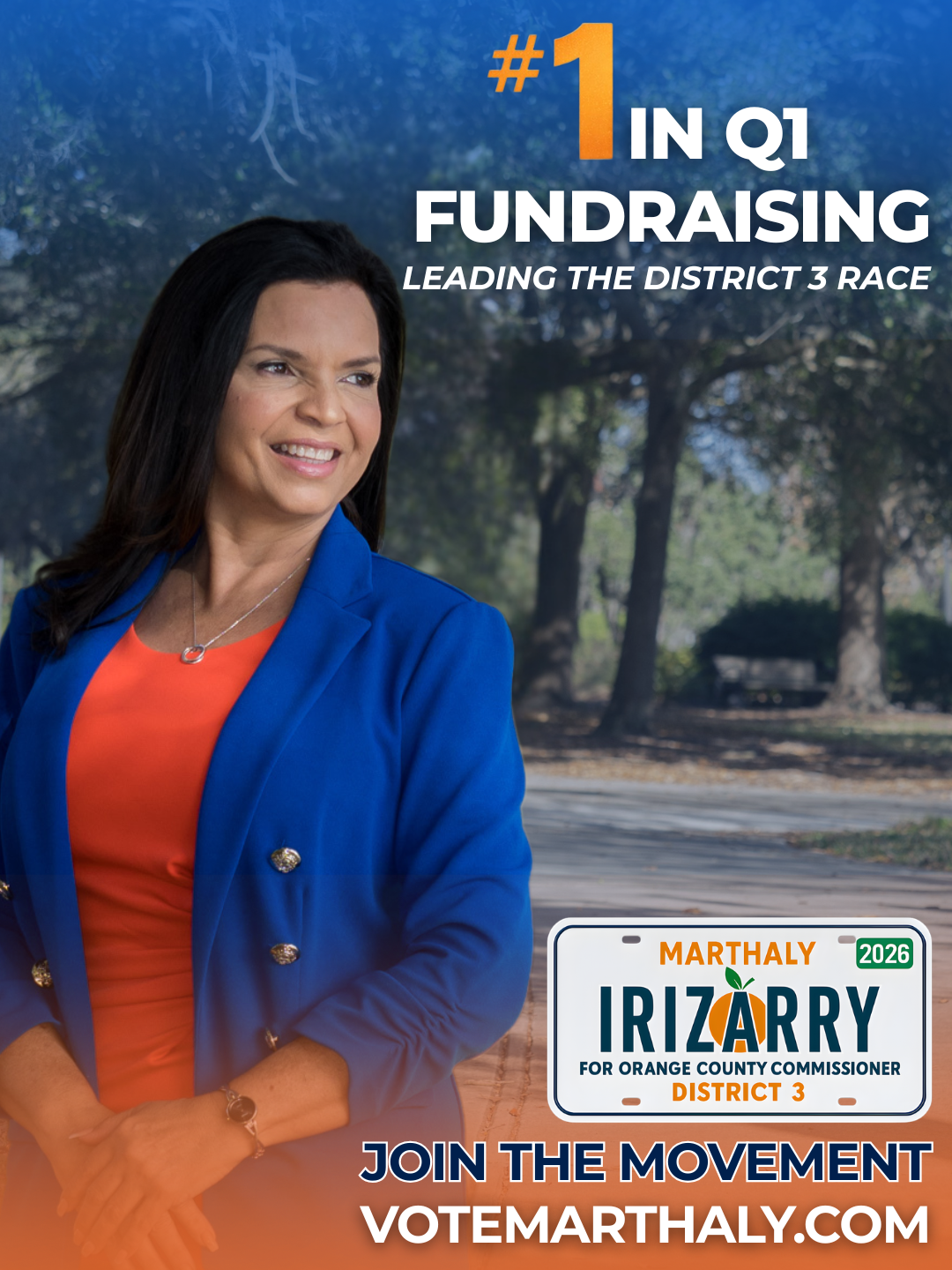 Marthaly Irizarry, #1 in Q1 Fundraising, leading the District 3 race